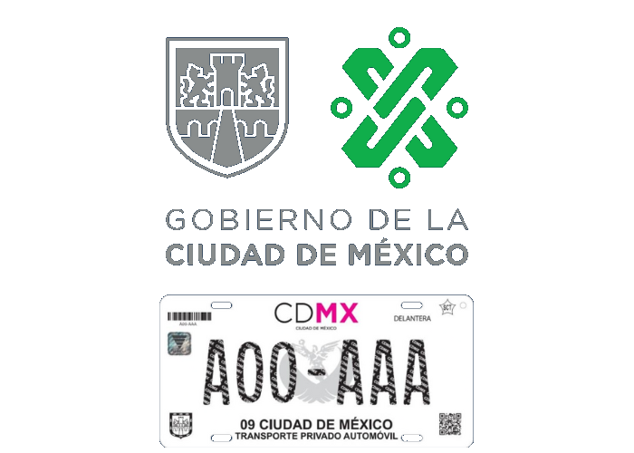 Placas y logo de la Ciudad de México