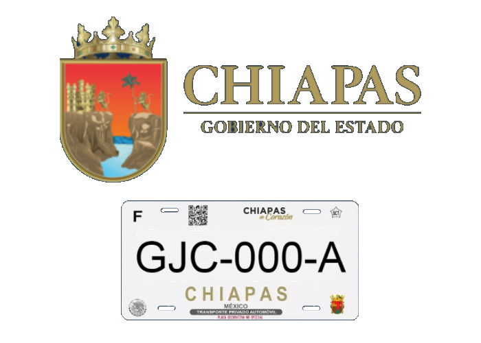 Placas y logo del estado de Chiapas