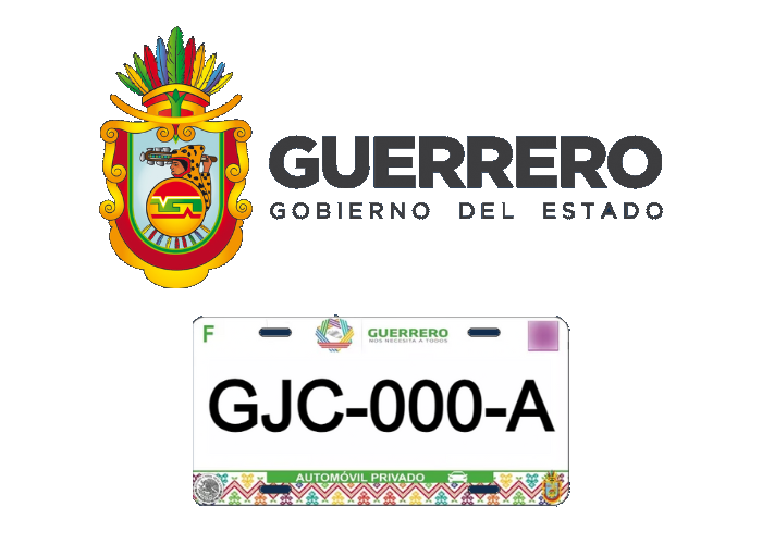 Placas y logo del estado de Guerrero