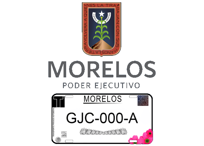 Placas y logo del estado de Morelos